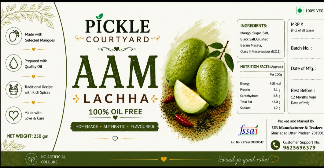 Pickle Courtyard Aam Lachha Product Label Details